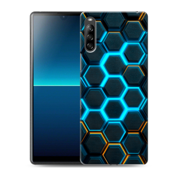 Силиконовый чехол на Sony Xperia L4 с принтом Неоновые соты