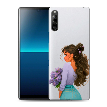 Силиконовый чехол на Sony Xperia L4 с принтом девушка цветы
