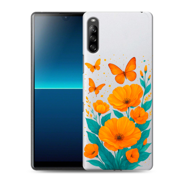 Силиконовый чехол на Sony Xperia L4 с принтом цветы бабочки