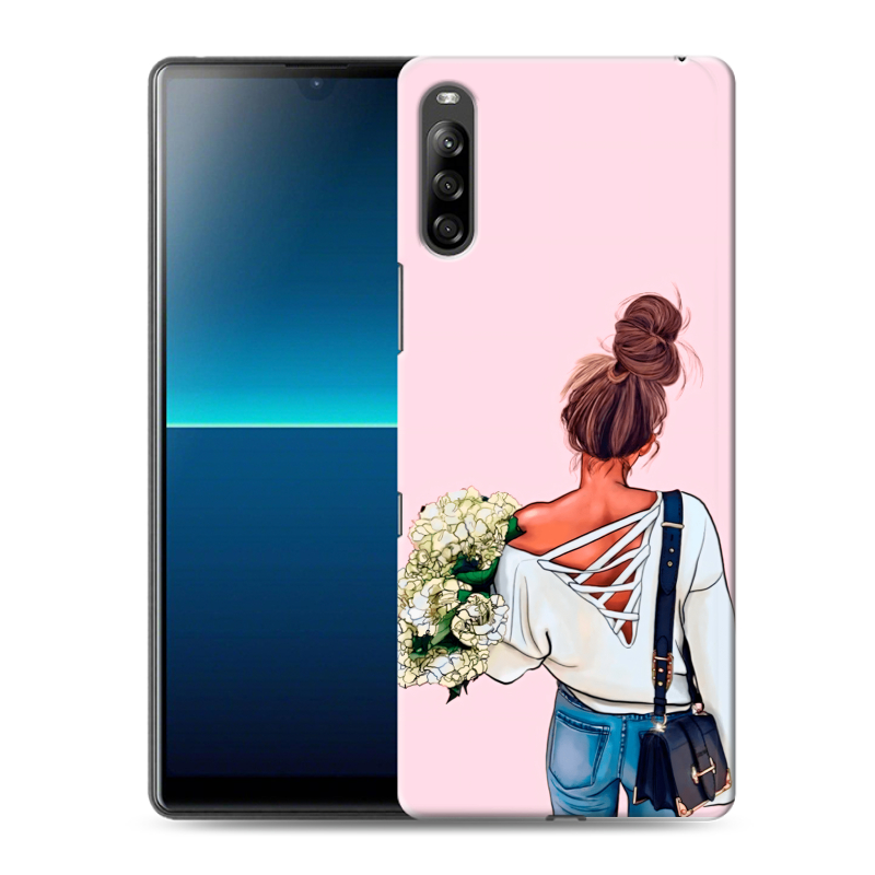 Силиконовый чехол на Sony Xperia L4 с принтом Девушка и букет Силиконовый чехол на Sony Xperia L4 с принтом Девушка и букет
