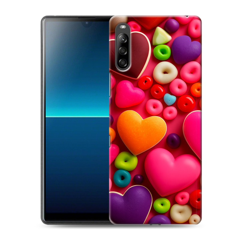 Силиконовый противоударный чехол на Sony Xperia L4 с принтом Сердечки Силиконовый противоударный чехол на Sony Xperia L4 с принтом Сердечки