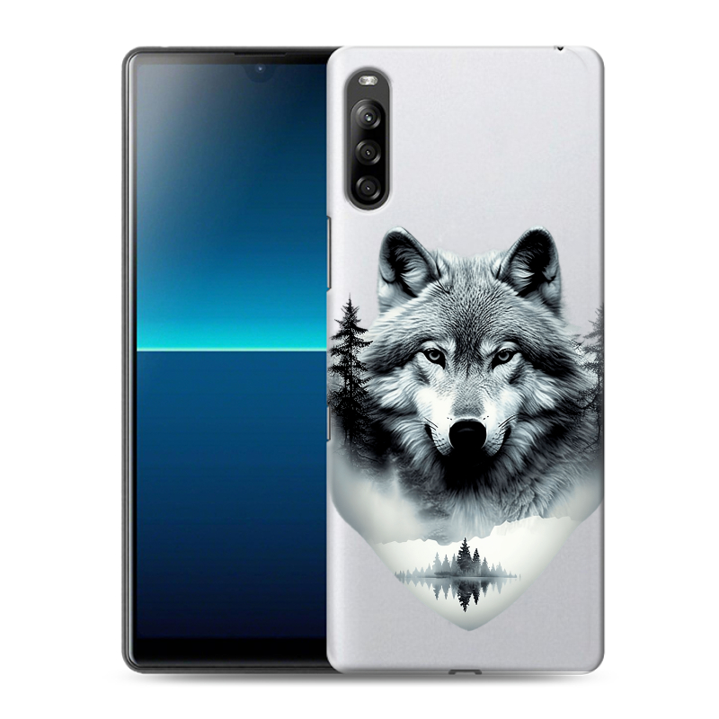 Силиконовый противоударный чехол на Sony Xperia L4 с принтом Волк в лесу Силиконовый противоударный чехол на Sony Xperia L4 с принтом Волк в лесу