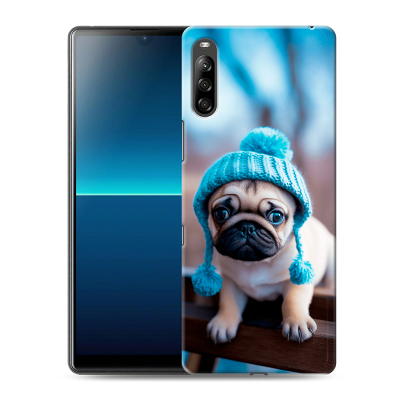 Силиконовый чехол на Sony Xperia L4 с принтом Мопс в шапке Силиконовый чехол на Sony Xperia L4 с принтом Мопс в шапке