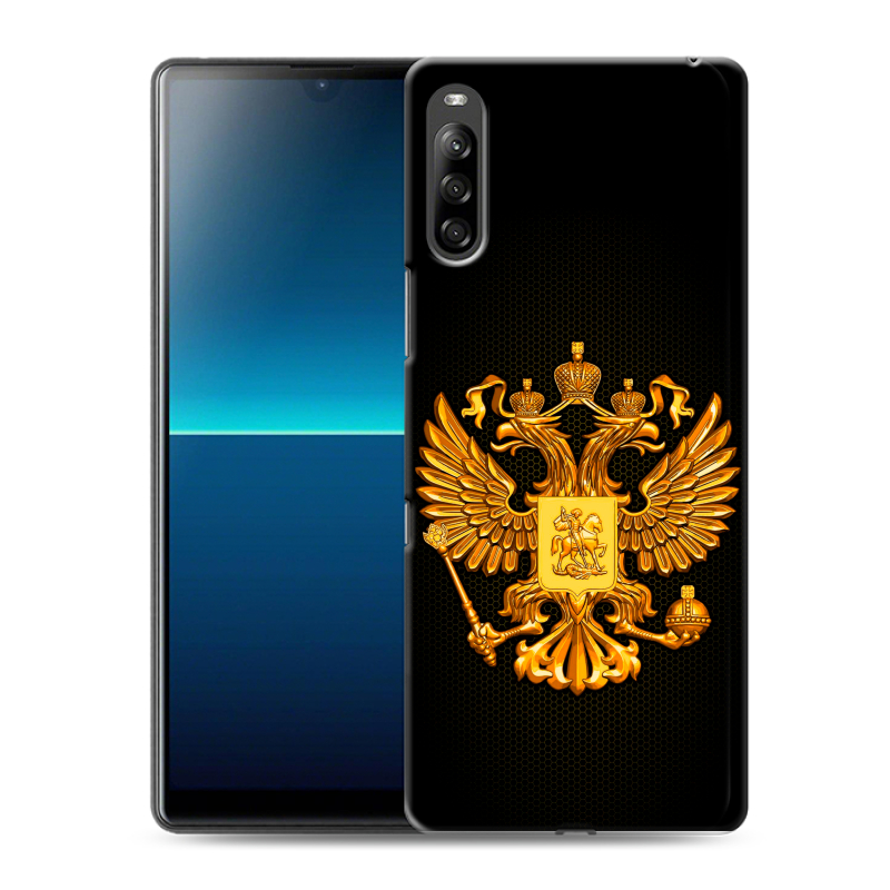 Силиконовый чехол на Sony Xperia L4 с принтом Герб России желтый Силиконовый чехол на Sony Xperia L4 с принтом Герб России желтый
