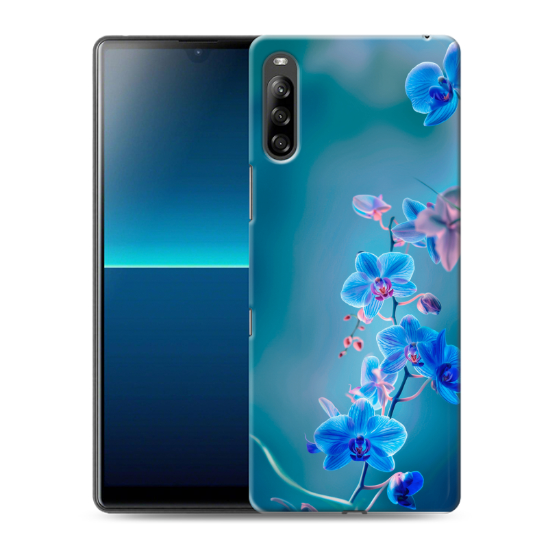 Силиконовый чехол на Sony Xperia L4 с принтом Голубые цветы Силиконовый чехол на Sony Xperia L4 с принтом Голубые цветы