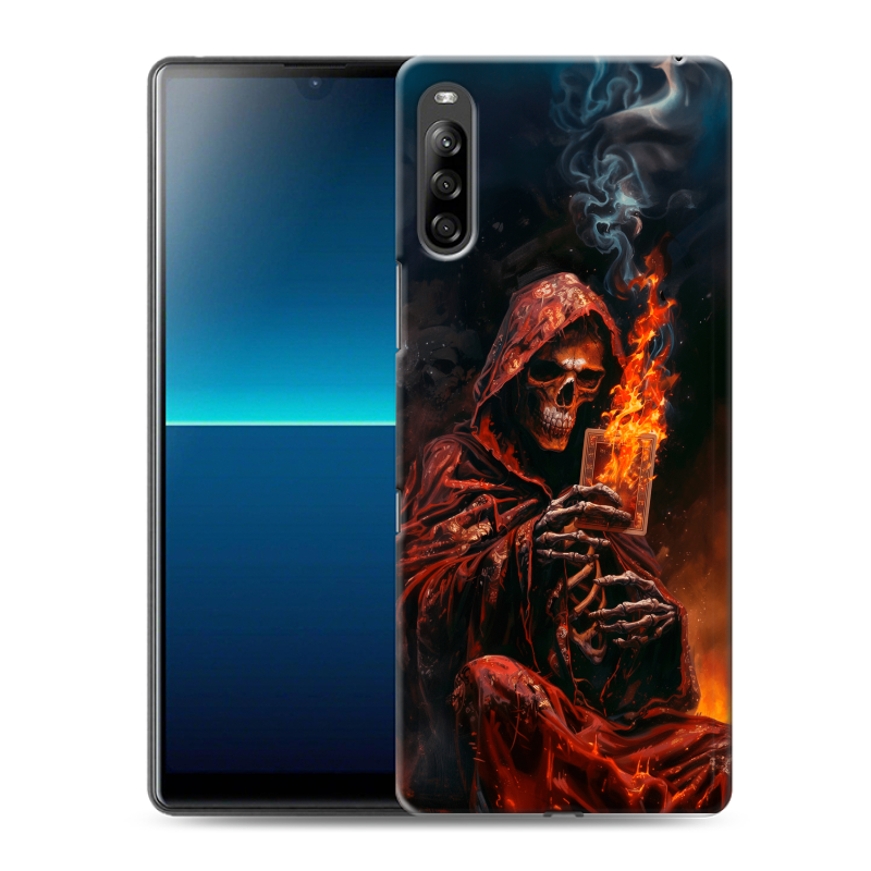 Силиконовый противоударный чехол на Sony Xperia L4 с принтом Скелет и карты Силиконовый противоударный чехол на Sony Xperia L4 с принтом Скелет и карты