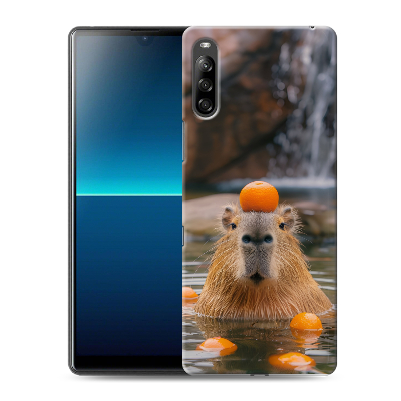 Силиконовый чехол на Sony Xperia L4 с принтом Капибара с апельсином Силиконовый чехол на Sony Xperia L4 с принтом Капибара с апельсином