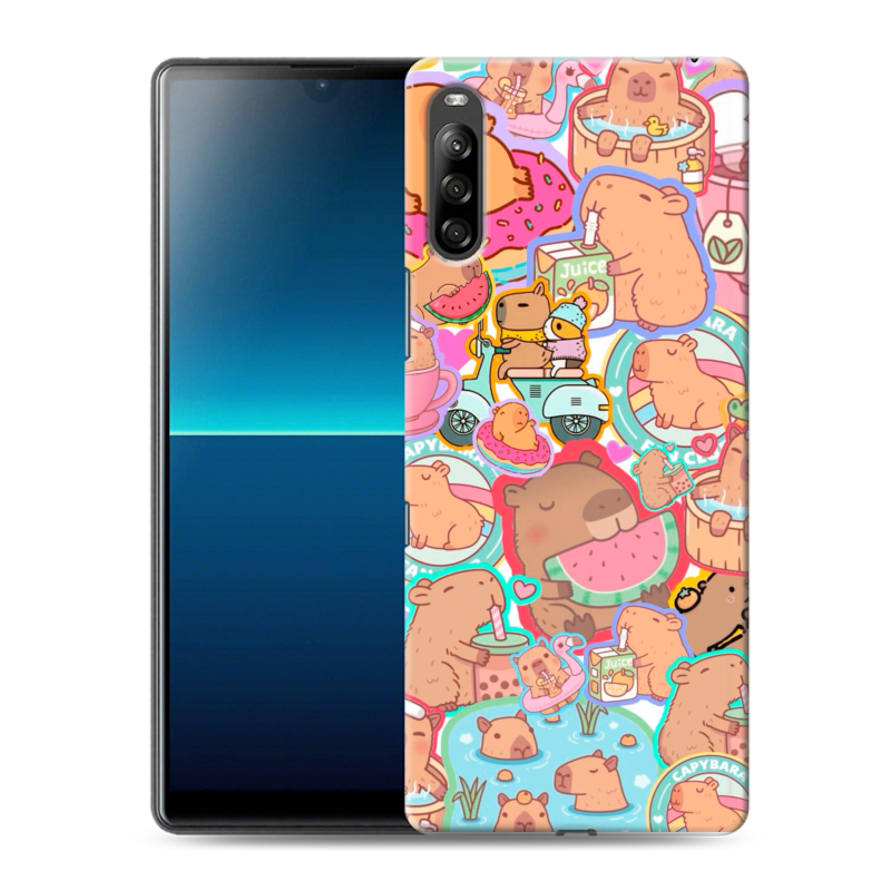 Силиконовый противоударный чехол на Sony Xperia L4 с принтом капибары Силиконовый противоударный чехол на Sony Xperia L4 с принтом капибары
