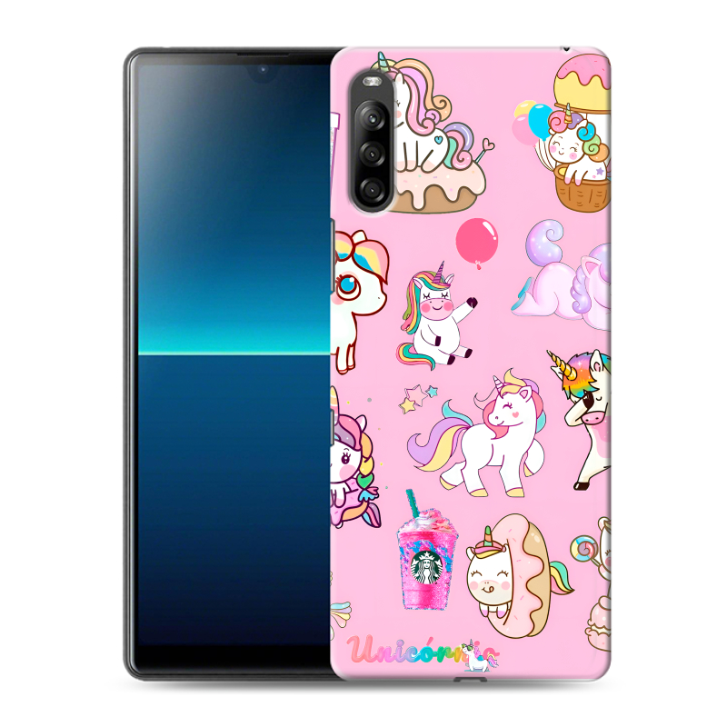 Силиконовый чехол на Sony Xperia L4 с принтом розовые единороги Силиконовый чехол на Sony Xperia L4 с принтом розовые единороги