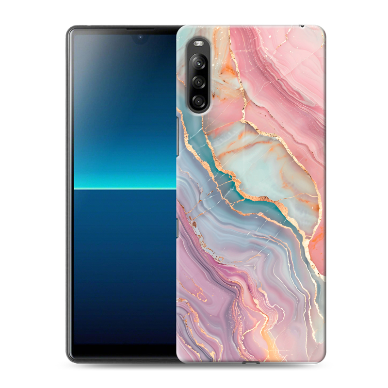 Силиконовый противоударный чехол на Sony Xperia L4 с принтом розовый мрамор Силиконовый противоударный чехол на Sony Xperia L4 с принтом розовый мрамор