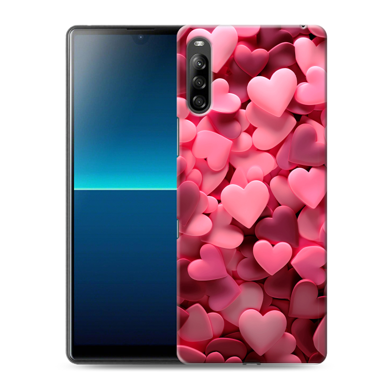 Силиконовый противоударный чехол на Sony Xperia L4 с принтом розовые сердечки Силиконовый противоударный чехол на Sony Xperia L4 с принтом розовые сердечки