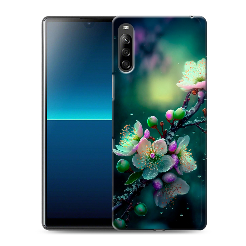 Силиконовый противоударный чехол на Sony Xperia L4 с принтом Цветы и мрамор Силиконовый противоударный чехол на Sony Xperia L4 с принтом Цветы и мрамор