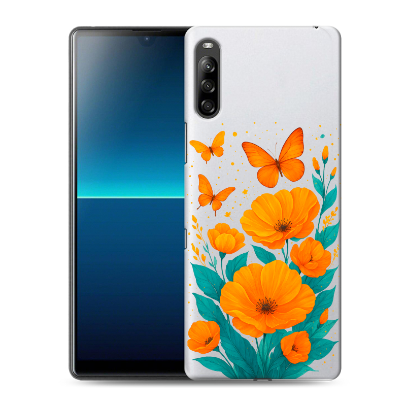 Силиконовый чехол на Sony Xperia L4 с принтом цветы бабочки Силиконовый чехол на Sony Xperia L4 с принтом цветы бабочки