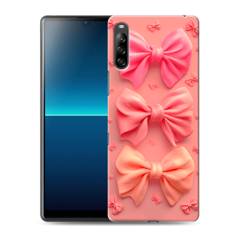 Силиконовый противоударный чехол на Sony Xperia L4 с принтом Розовые бантики Силиконовый противоударный чехол на Sony Xperia L4 с принтом Розовые бантики