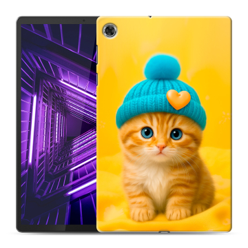 Силиконовый чехол на Lenovo Tab M10 Plus с принтом Котенок в шапке Силиконовый чехол на Lenovo Tab M10 Plus с принтом Котенок в шапке
