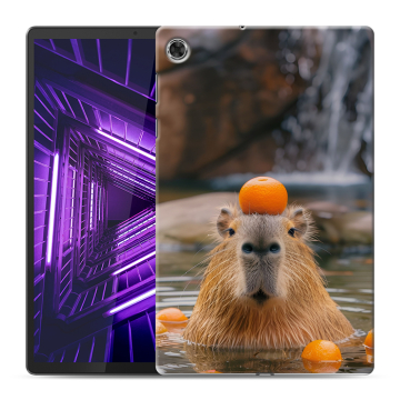 Силиконовый чехол на Lenovo Tab M10 Plus с принтом Капибара с апельсином Силиконовый чехол на Lenovo Tab M10 Plus с принтом Капибара с апельсином