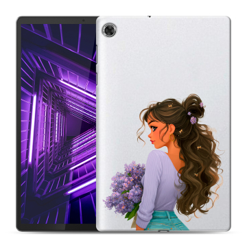Силиконовый чехол на планшета Lenovo Tab M10 Plus с принтом девушка цветы Силиконовый чехол на планшета Lenovo Tab M10 Plus с принтом девушка цветы