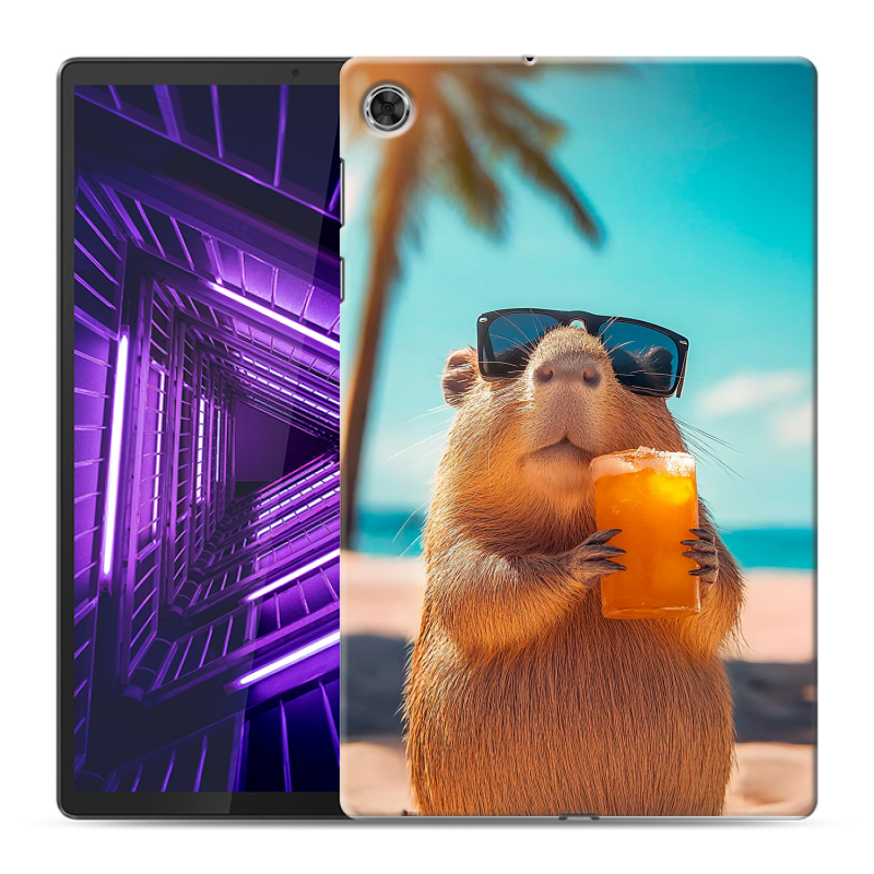 Силиконовый чехол на планшета Lenovo Tab M10 Plus с принтом Капибара Силиконовый чехол на планшета Lenovo Tab M10 Plus с принтом Капибара