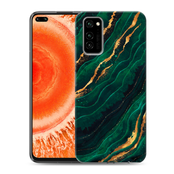 Силиконовый чехол на Huawei Honor View 30 Pro с принтом Мрамор зеленое золото Силиконовый чехол на Huawei Honor View 30 Pro с принтом Мрамор зеленое золото