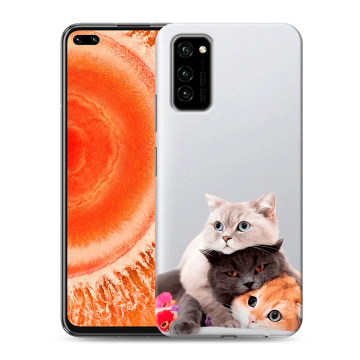 Силиконовый чехол на Huawei Honor View 30 Pro с принтом Кошки Силиконовый чехол на Huawei Honor View 30 Pro с принтом Кошки