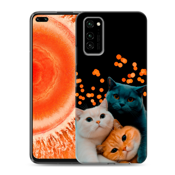 Силиконовый чехол на Huawei Honor View 30 Pro с принтом Кошки Силиконовый чехол на Huawei Honor View 30 Pro с принтом Кошки
