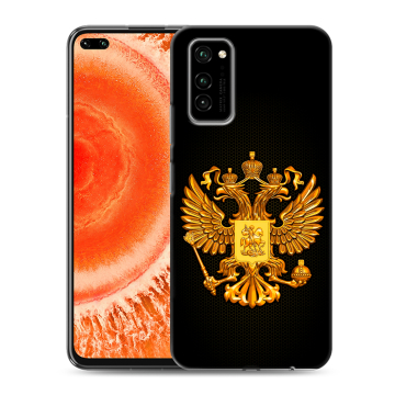 Силиконовый чехол на Huawei Honor View 30 Pro с принтом Герб России желтый Силиконовый чехол на Huawei Honor View 30 Pro с принтом Герб России желтый