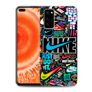 Силиконовый чехол на Huawei Honor View 30 Pro с принтом найк nike черный Силиконовый чехол на Huawei Honor View 30 Pro с принтом найк nike черный
