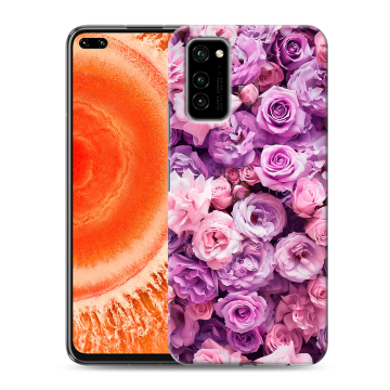 Силиконовый чехол на Huawei Honor View 30 Pro с принтом лавандовые розы