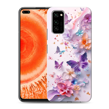 Силиконовый чехол на Huawei Honor View 30 Pro с принтом цветы бабочки