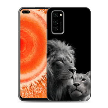 Силиконовый чехол на Huawei Honor View 30 Pro с принтом Лев кошки Силиконовый чехол на Huawei Honor View 30 Pro с принтом Лев кошки