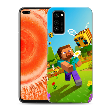 Силиконовый чехол на Huawei Honor View 30 Pro с принтом Майнкрафт Minecraft