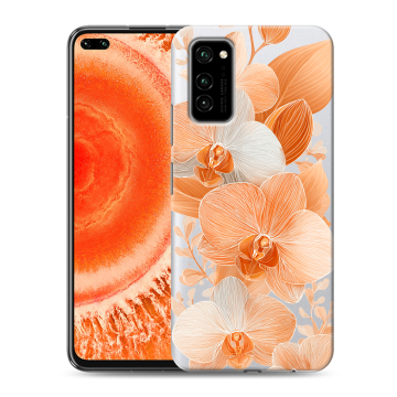 Силиконовый чехол на Huawei Honor View 30 Pro с принтом Бежевые цветы Силиконовый чехол на Huawei Honor View 30 Pro с принтом Бежевые цветы