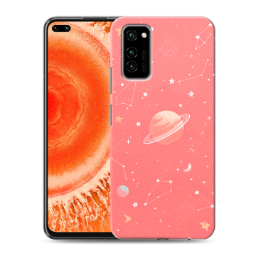 Силиконовый чехол на Huawei Honor View 30 Pro с принтом Розовый космос Силиконовый чехол на Huawei Honor View 30 Pro с принтом Розовый космос