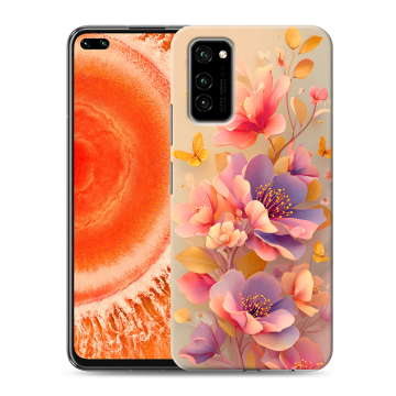Силиконовый чехол на Huawei Honor View 30 Pro с принтом Цветы и бабочки Силиконовый чехол на Huawei Honor View 30 Pro с принтом Цветы и бабочки