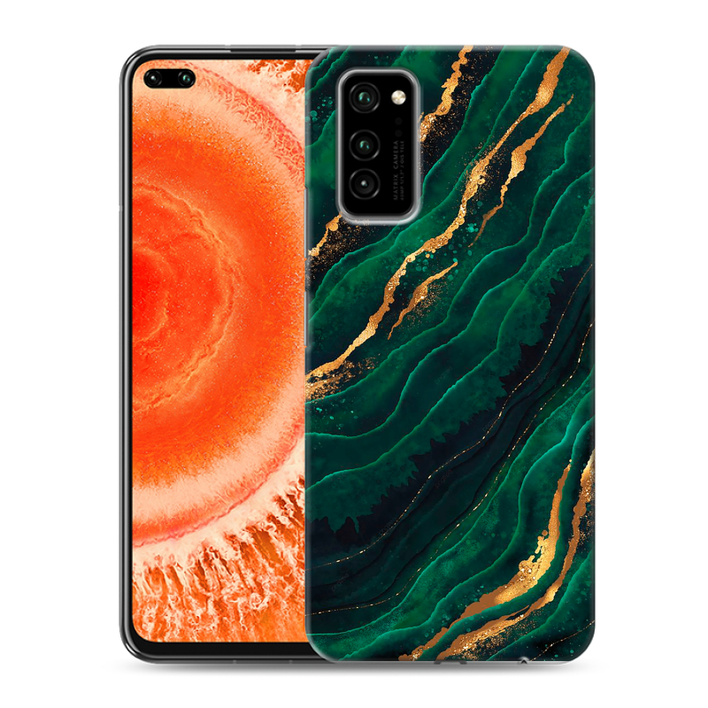 Пластиковый чехол на Huawei Honor View 30 Pro с принтом Мрамор зеленое золото Пластиковый чехол на Huawei Honor View 30 Pro с принтом Мрамор зеленое золото