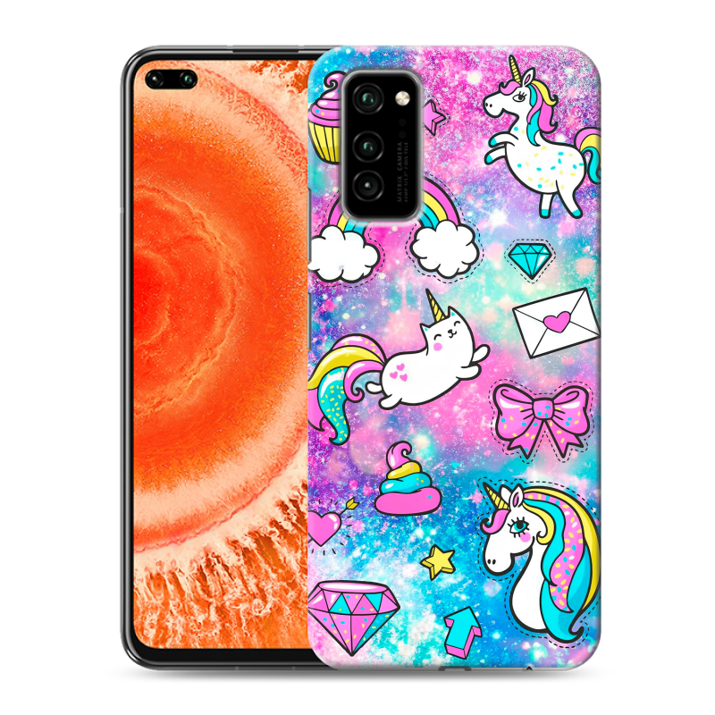 Пластиковый чехол на Huawei Honor View 30 Pro с принтом Единороги Пластиковый чехол на Huawei Honor View 30 Pro с принтом Единороги