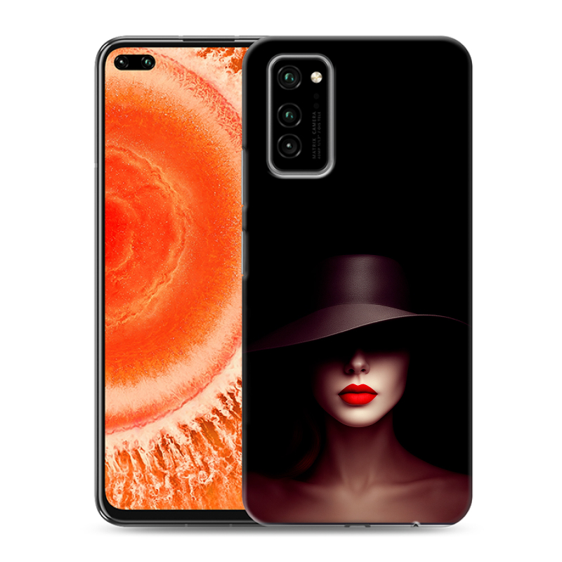 Силиконовый чехол на Huawei Honor View 30 Pro с принтом Девушка в шляпе Силиконовый чехол на Huawei Honor View 30 Pro с принтом Девушка в шляпе