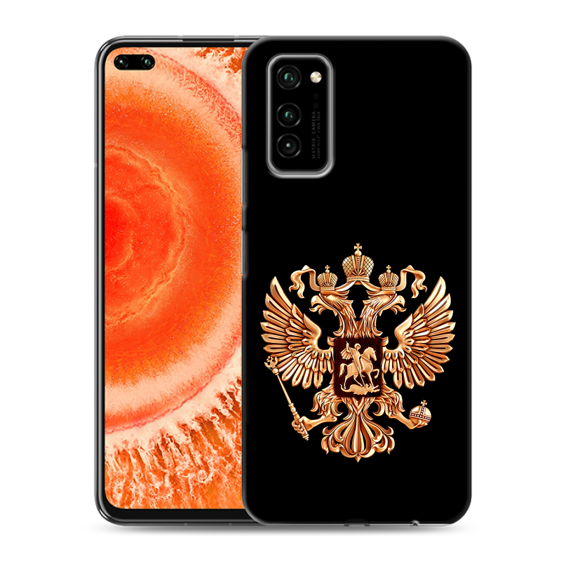 Пластиковый чехол на Huawei Honor View 30 Pro с принтом Герб России золотой Пластиковый чехол на Huawei Honor View 30 Pro с принтом Герб России золотой