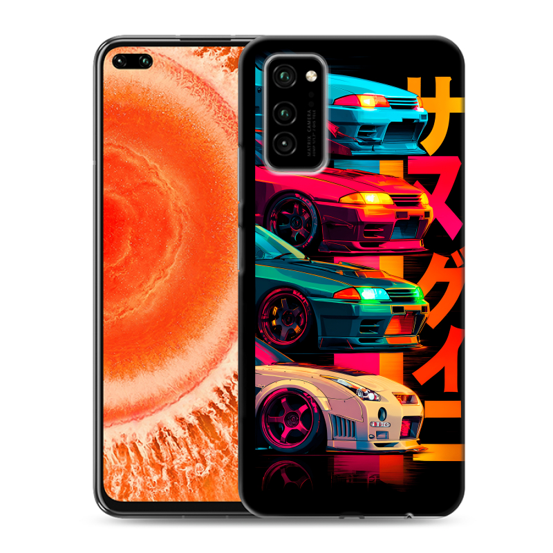 Силиконовый противоударный чехол на Huawei Honor View 30 Pro с принтом Гоночные машины Силиконовый противоударный чехол на Huawei Honor View 30 Pro с принтом Гоночные машины