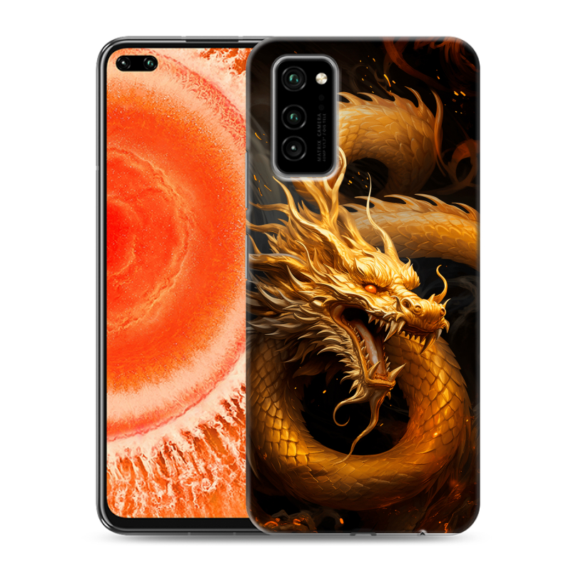 Пластиковый чехол на Huawei Honor View 30 Pro с принтом Золотой дракон Пластиковый чехол на Huawei Honor View 30 Pro с принтом Золотой дракон