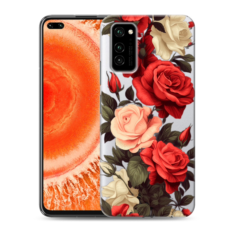 Пластиковый чехол на Huawei Honor View 30 Pro с принтом Розы Пластиковый чехол на Huawei Honor View 30 Pro с принтом Розы