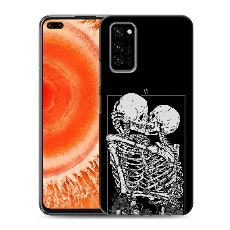 Пластиковый чехол на Huawei Honor View 30 Pro с принтом Поцелуй скелетов Пластиковый чехол на Huawei Honor View 30 Pro с принтом Поцелуй скелетов