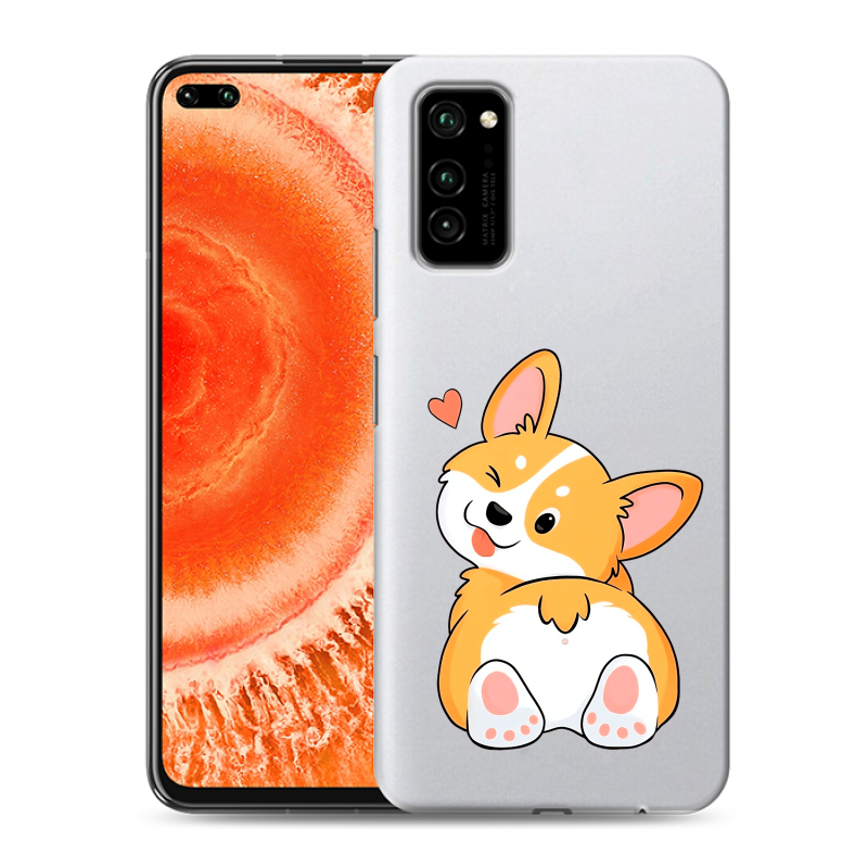 Силиконовый чехол на Huawei Honor View 30 Pro с принтом Корги Силиконовый чехол на Huawei Honor View 30 Pro с принтом Корги