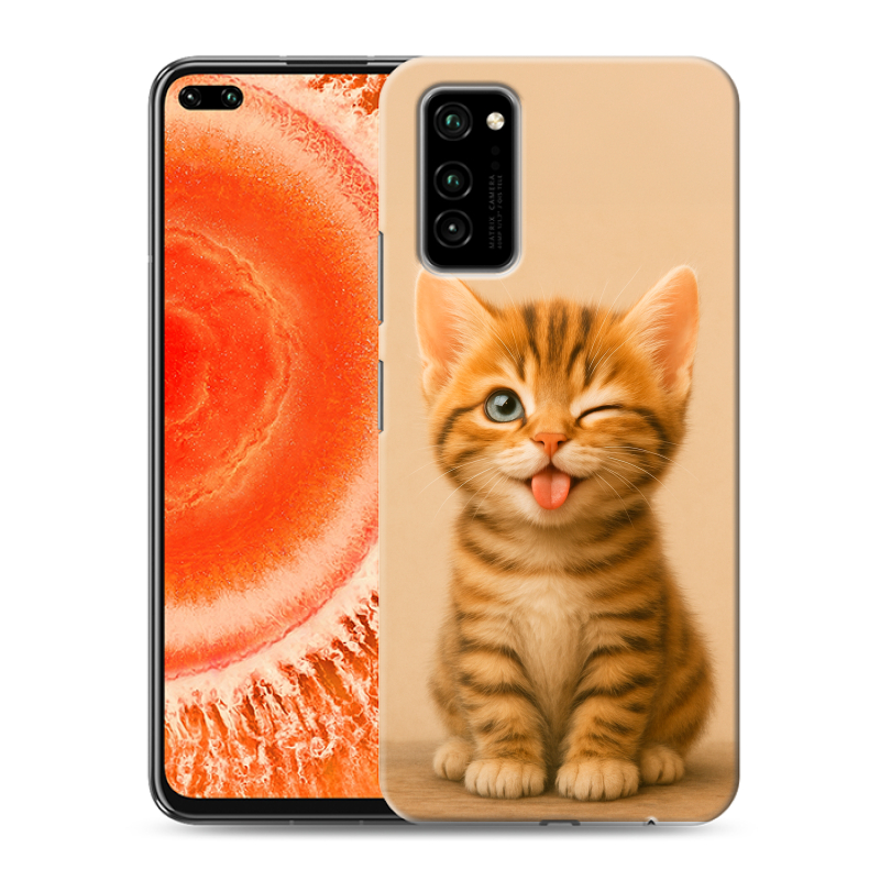Пластиковый чехол на Huawei Honor View 30 Pro с принтом котенок Пластиковый чехол на Huawei Honor View 30 Pro с принтом котенок