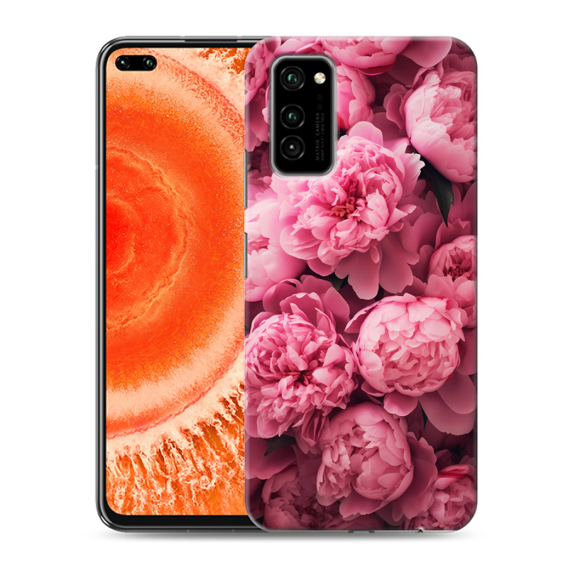 Пластиковый чехол на Huawei Honor View 30 Pro с принтом цветы пионы Пластиковый чехол на Huawei Honor View 30 Pro с принтом цветы пионы