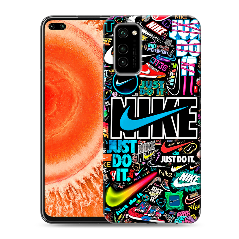 Силиконовый чехол на Huawei Honor View 30 Pro с принтом найк nike черный Силиконовый чехол на Huawei Honor View 30 Pro с принтом найк nike черный