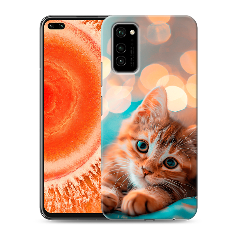 Силиконовый чехол на Huawei Honor View 30 Pro с принтом котик Силиконовый чехол на Huawei Honor View 30 Pro с принтом котик