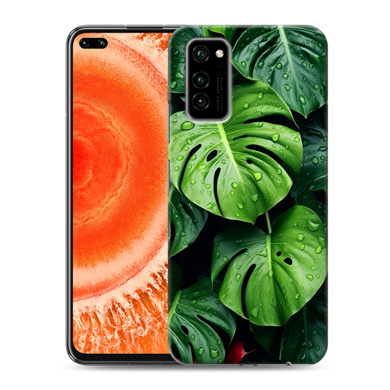 Силиконовый противоударный чехол на Huawei Honor View 30 Pro с принтом Листья Силиконовый противоударный чехол на Huawei Honor View 30 Pro с принтом Листья