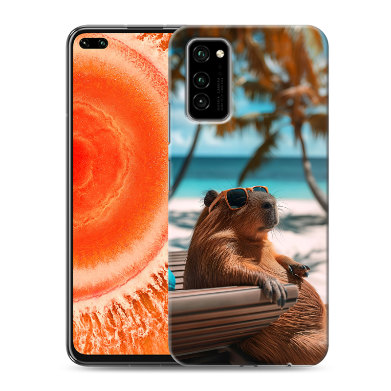 Силиконовый чехол на Huawei Honor View 30 Pro с принтом Капибара Силиконовый чехол на Huawei Honor View 30 Pro с принтом Капибара