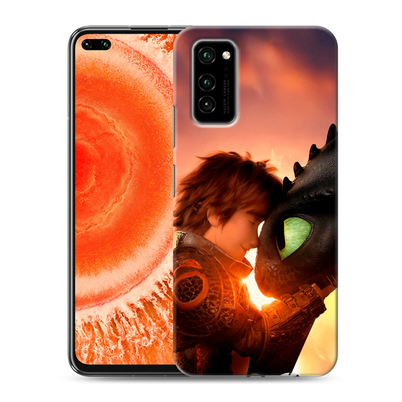 Силиконовый противоударный чехол на Huawei Honor View 30 Pro с принтом Как приручить дракона Силиконовый противоударный чехол на Huawei Honor View 30 Pro с принтом Как приручить дракона
